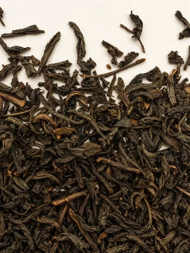 Smoky dark whole strip leaves of Zheng Shan Xiao Zhong / Lapsang Souchong black tea